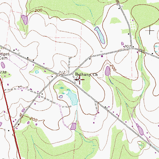 Topographic Map of Bethany Church, GA