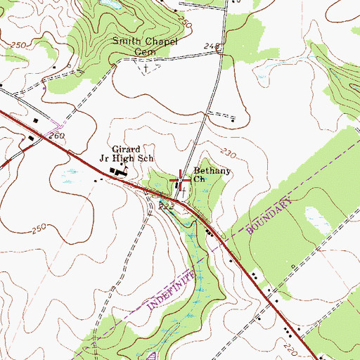 Topographic Map of Bethany Church, GA