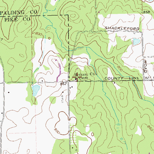 Topographic Map of Bethany Church, GA