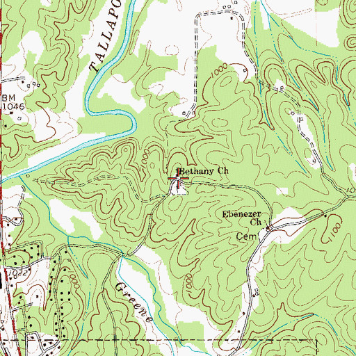 Topographic Map of Bethany Church, GA