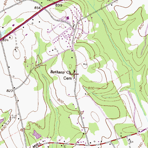 Topographic Map of Bethany Church, GA