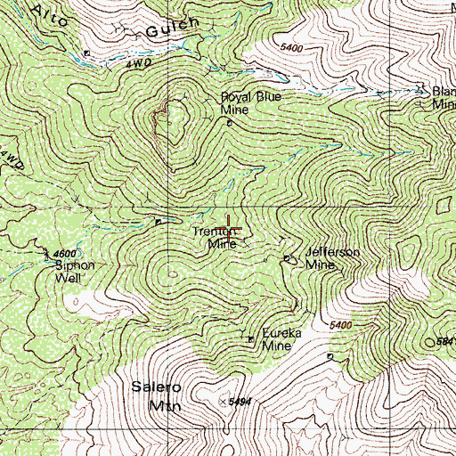 Topographic Map of Trenton Mine, AZ