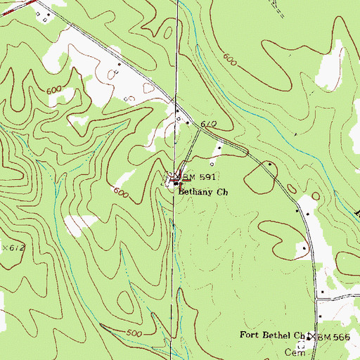 Topographic Map of Bethany Church, GA