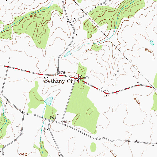 Topographic Map of Bethany Church, GA