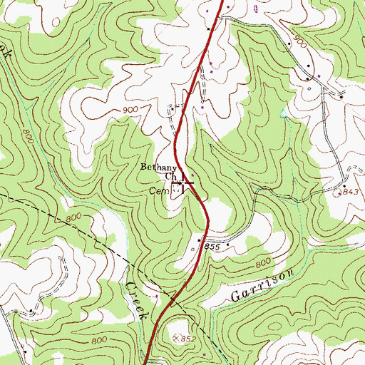 Topographic Map of Bethany Church, GA