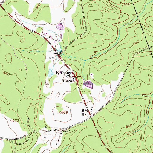 Topographic Map of Bethany Church, GA