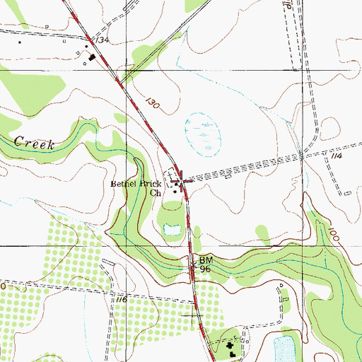 Topographic Map of Bethel Brick Church, GA