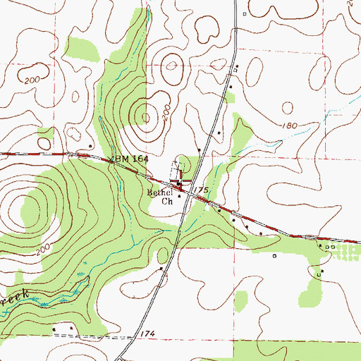 Topographic Map of Bethel Primitive Baptist Church, GA