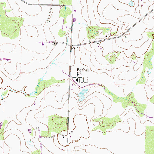 Topographic Map of Bethel Church, GA
