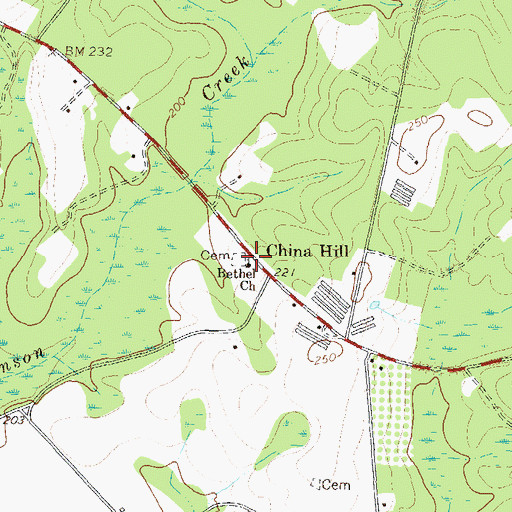 Topographic Map of Bethel Church, GA