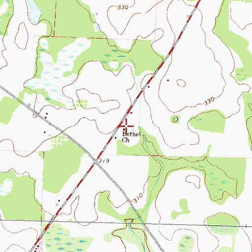 Topographic Map of Bethel Church, GA