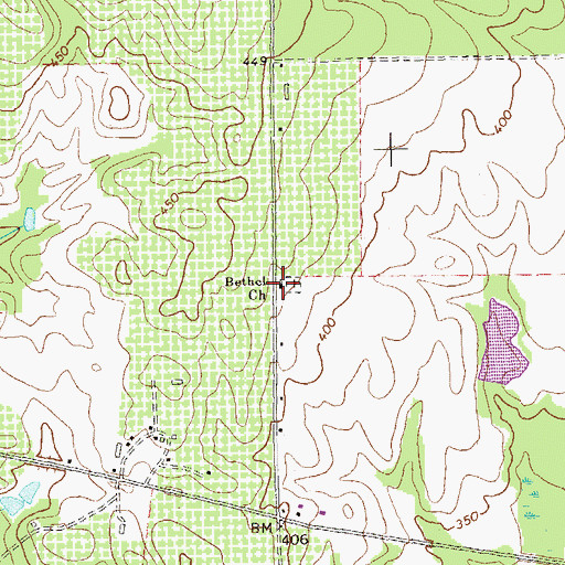 Topographic Map of Bethel Church, GA