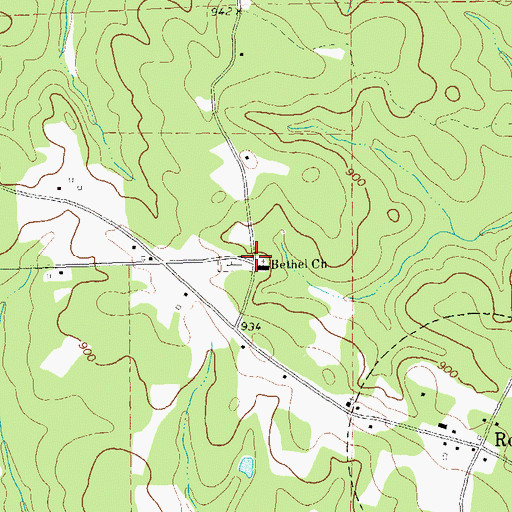 Topographic Map of Bethel Church, GA