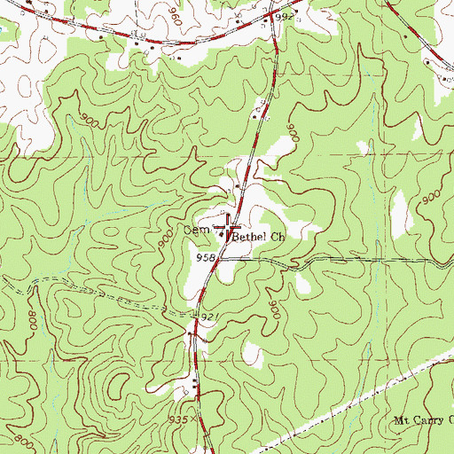 Topographic Map of Bethel Church, GA