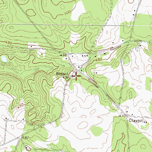 Topographic Map of Bethel Church, GA