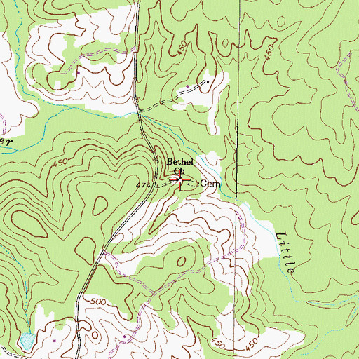 Topographic Map of Bethel Church, GA