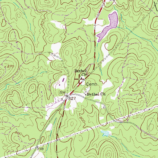 Topographic Map of Bethel Church, GA