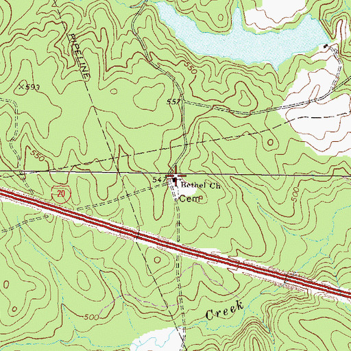 Topographic Map of Bethel Church, GA