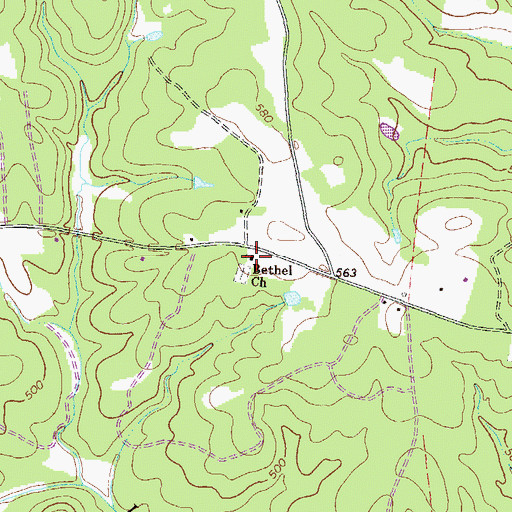 Topographic Map of Bethel Church, GA