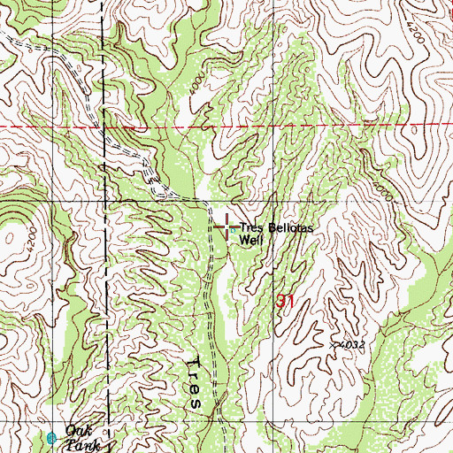 Topographic Map of Tres Bellotas Well, AZ