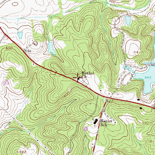 Topographic Map of Bethel Church, GA