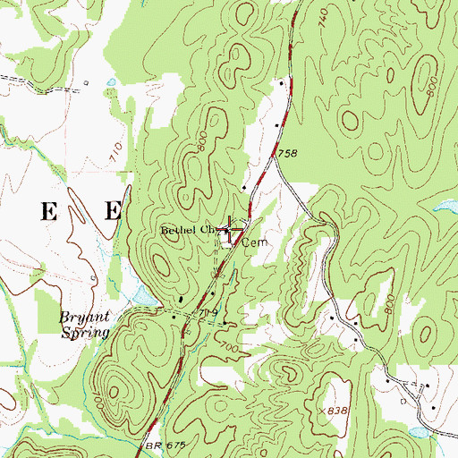 Topographic Map of Bethel Church, GA