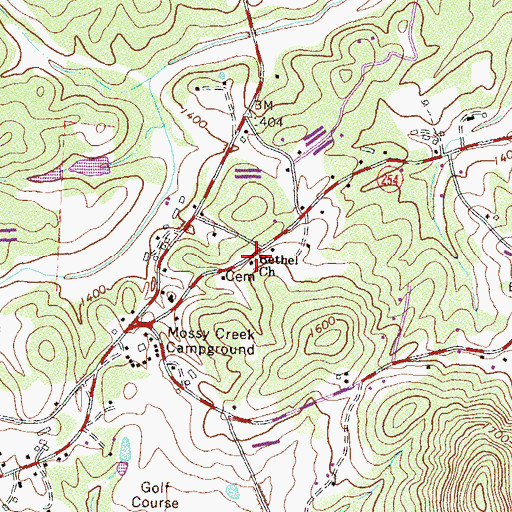 Topographic Map of Bethel Church, GA