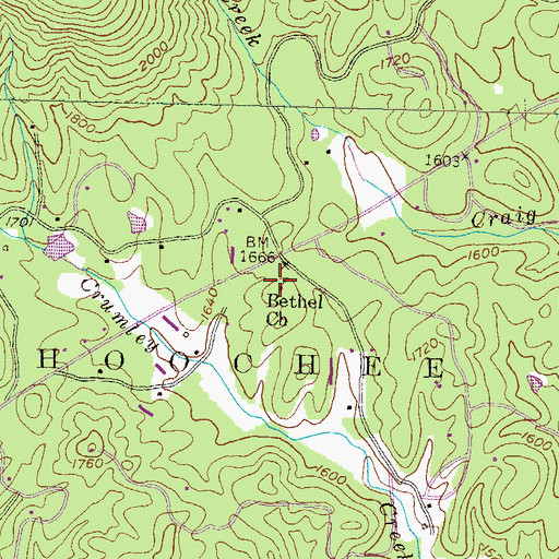 Topographic Map of Bethel Church, GA