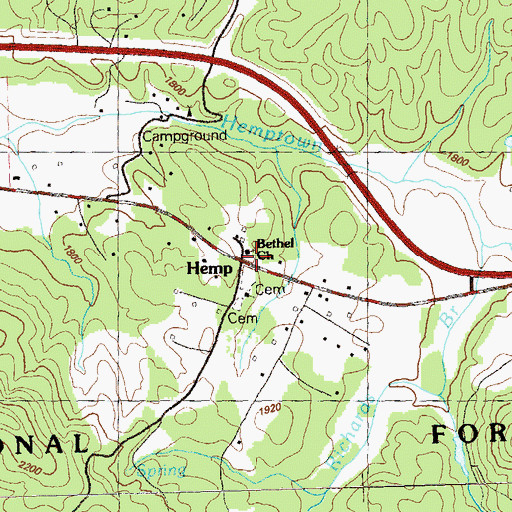 Topographic Map of Bethel Church, GA