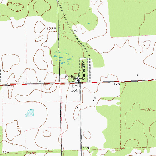Topographic Map of Bethel Church, GA