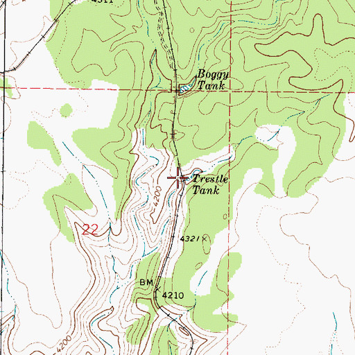 Topographic Map of Trestle Tank, AZ