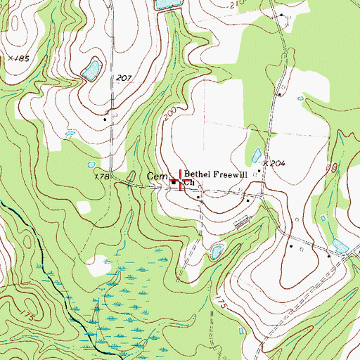Topographic Map of Bethel Free Will Baptist Church, GA