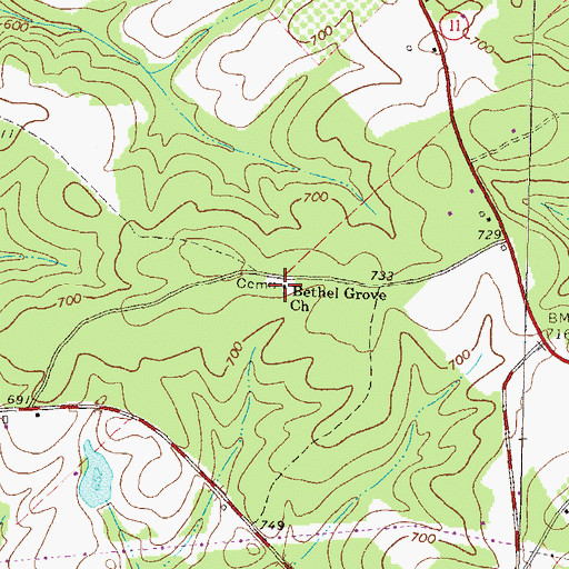 Topographic Map of Bethel Grove Church, GA