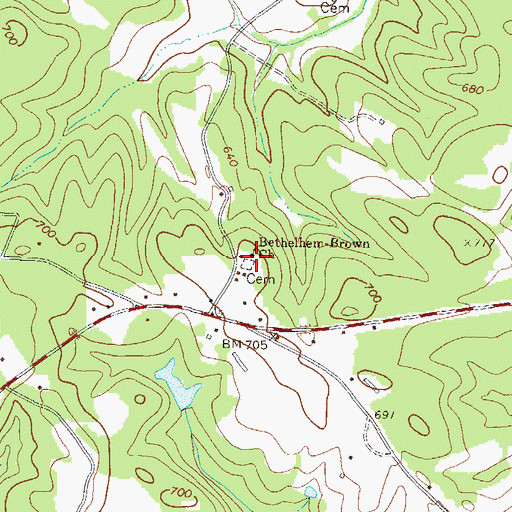 Topographic Map of Bethelhem-Brown Church, GA