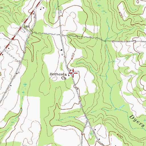 Topographic Map of Bethesda Church, GA