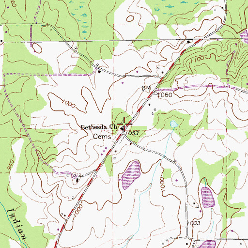 Topographic Map of Bethesda Church, GA