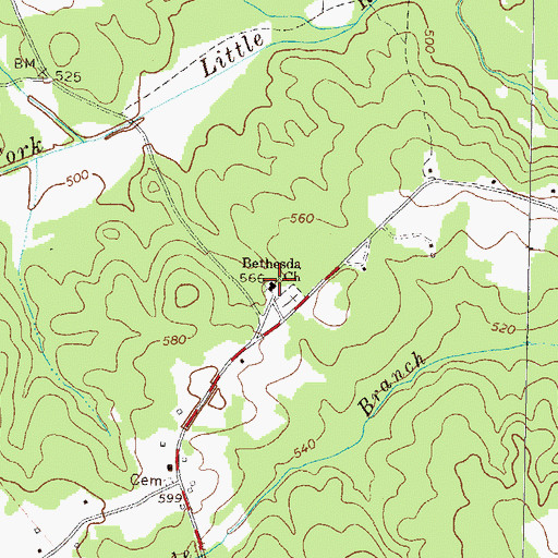 Topographic Map of Bethesda Church, GA