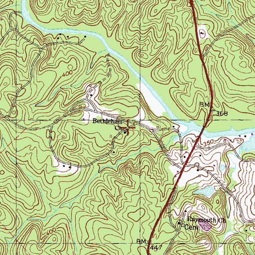 Topographic Map of Bethleham Church, GA