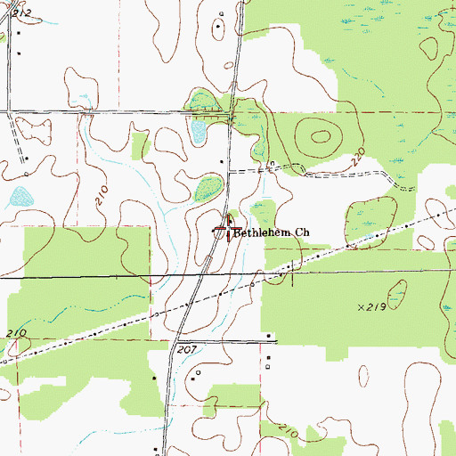 Topographic Map of Bethlehem Church, GA