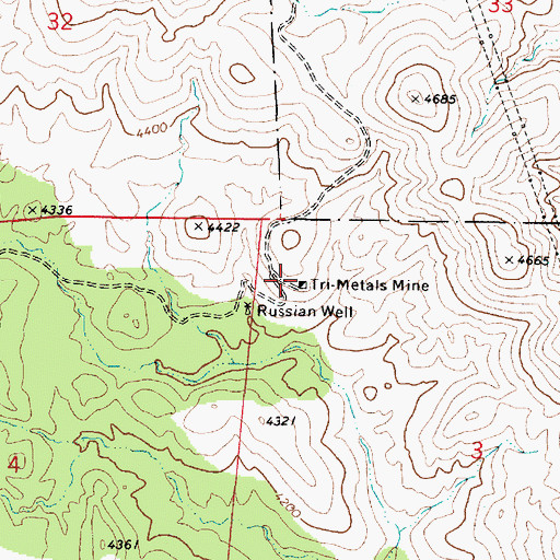 Topographic Map of Tri-Metals Mine, AZ