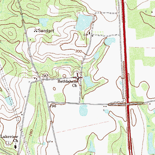 Topographic Map of Bethlehem Primitive Baptist Church, GA