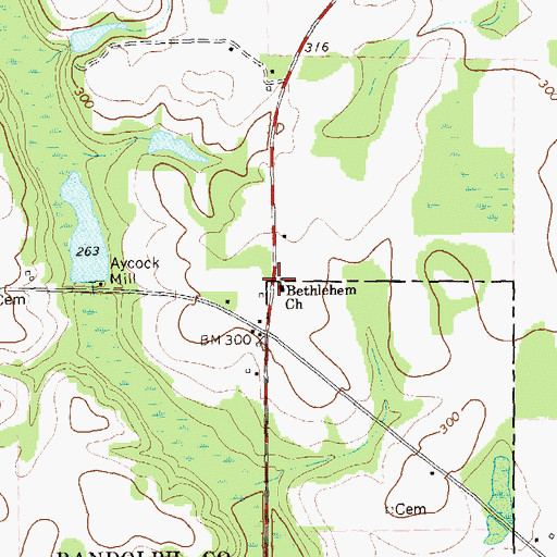Topographic Map of Bethlehem Church, GA