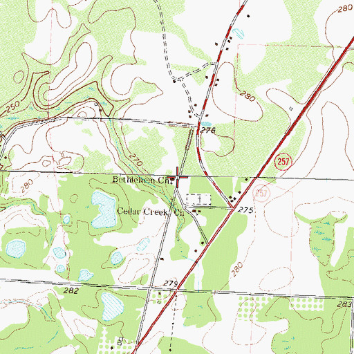 Topographic Map of Bethlehem Church, GA