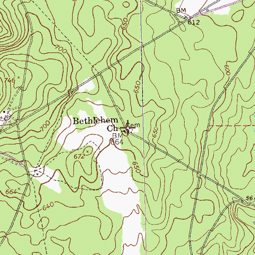 Topographic Map of Bethlehem Church, GA