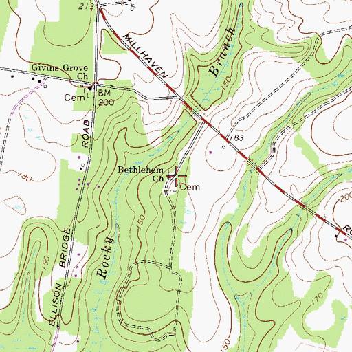 Topographic Map of Bethlehem Church, GA