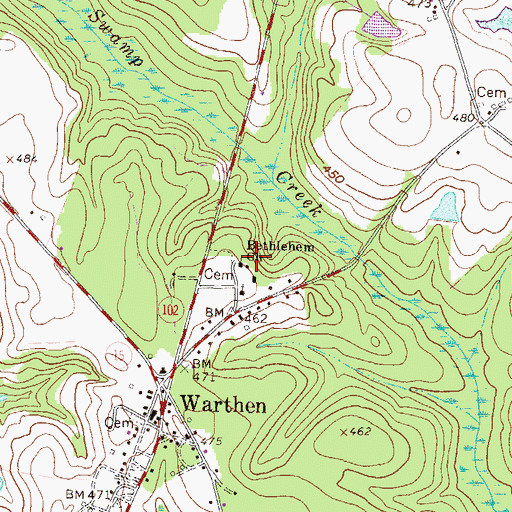 Topographic Map of Bethlehem Church, GA