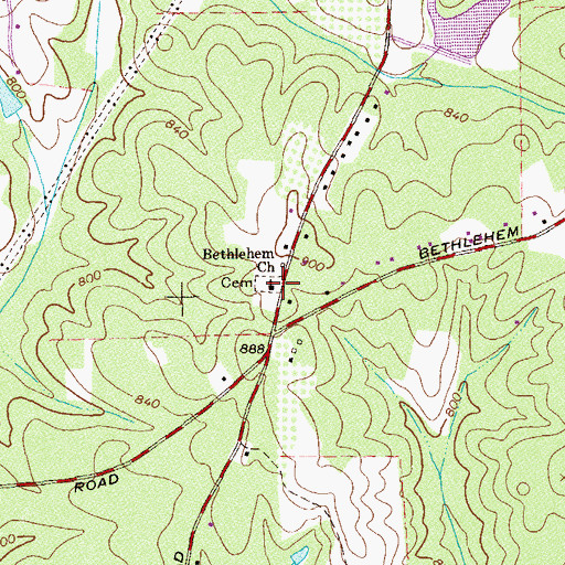 Topographic Map of Bethlehem Baptist Church, GA