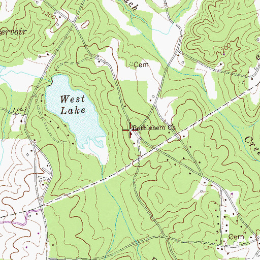 Topographic Map of Bethlehem Church, GA