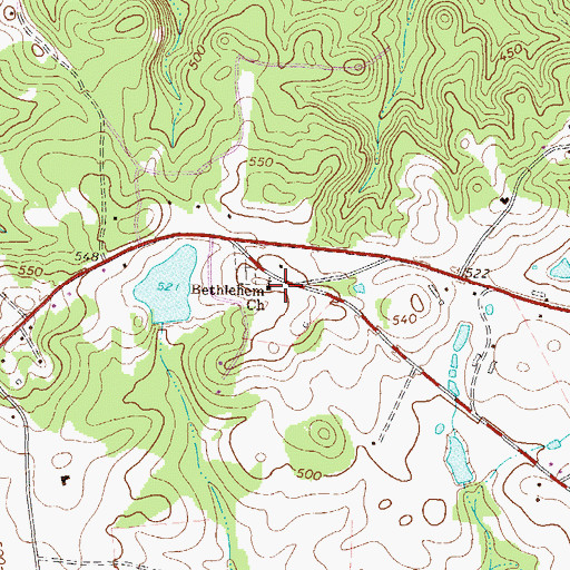 Topographic Map of Bethlehem Church, GA