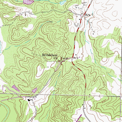 Topographic Map of Bethlehem Church, GA